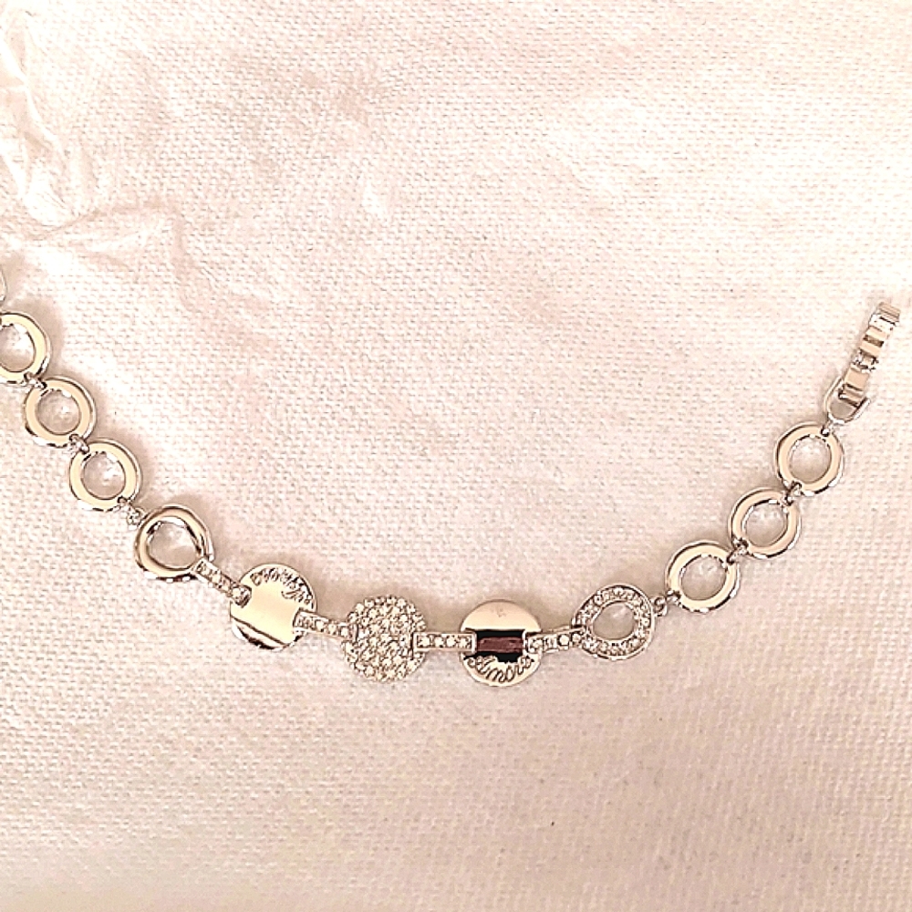 La Vita Amore Rhodium Plated Rhinestone Bracelet